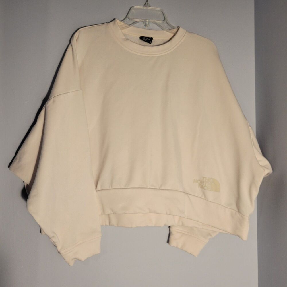 The North Face Womans Cropped Horizon Performance Sweatshirt Cream Size XXL